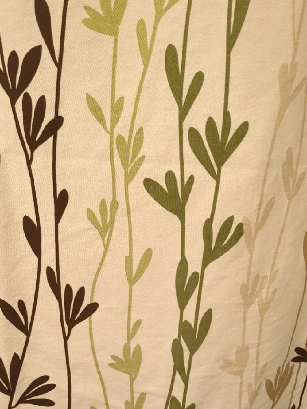 Loft Style Cream Cotton Shower Curtain with Vine Print